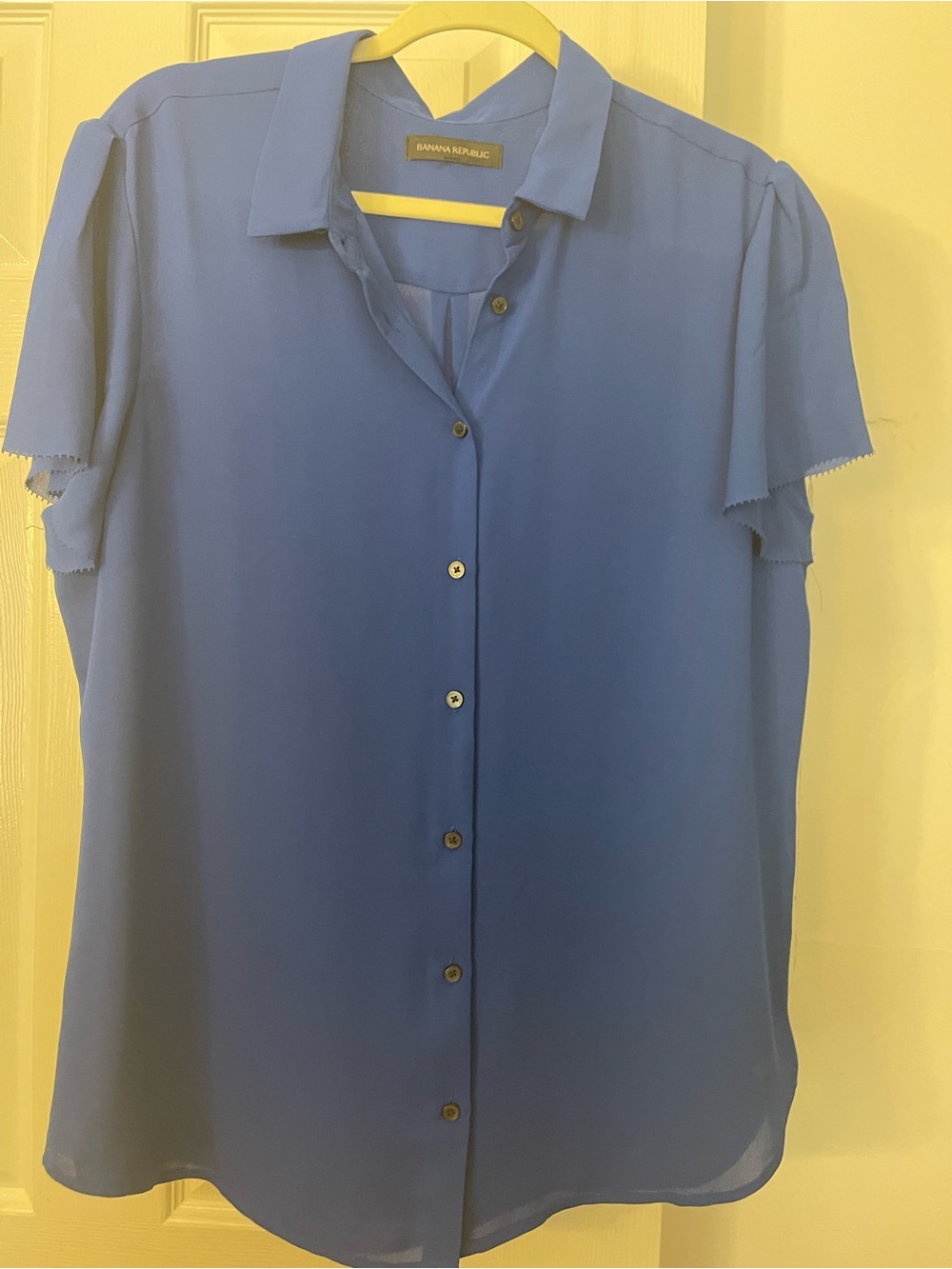 Banana Republic Royal Blue Short-Sleeve Button Down Blouse